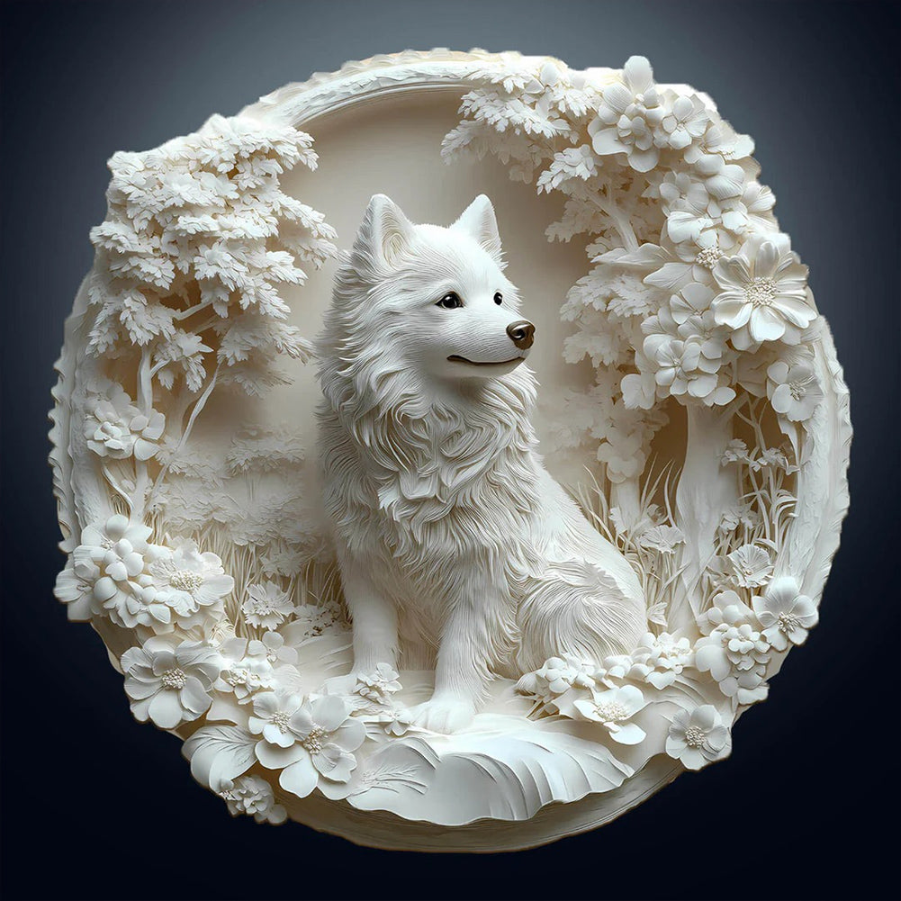 Diamond Painting - Full Round - Embossed snow wolf (30*30CM)
