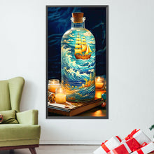 Load image into Gallery viewer, AB Diamond Painting - Full Round - Bottle of sailboat in the sea (40*75CM)
