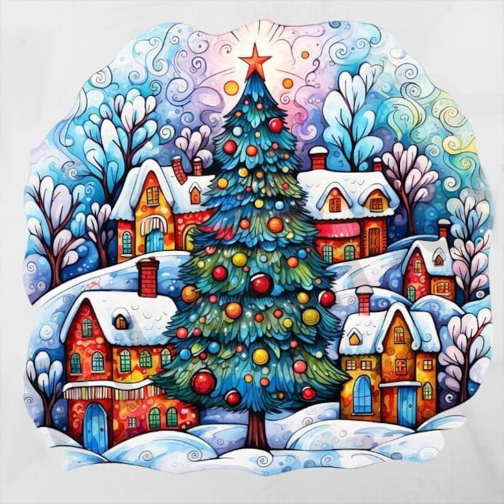 Diamond Painting - Full Round - Snow town Christmas tree (40*40CM)