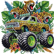 Load image into Gallery viewer, Diamond Painting - Partial Special Shaped - Ferocious Leopard Off-Road Vehicle (30*30CM)
