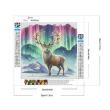 Load image into Gallery viewer, Diamond Painting - Full Round - Moose under the aurora (30*30CM)
