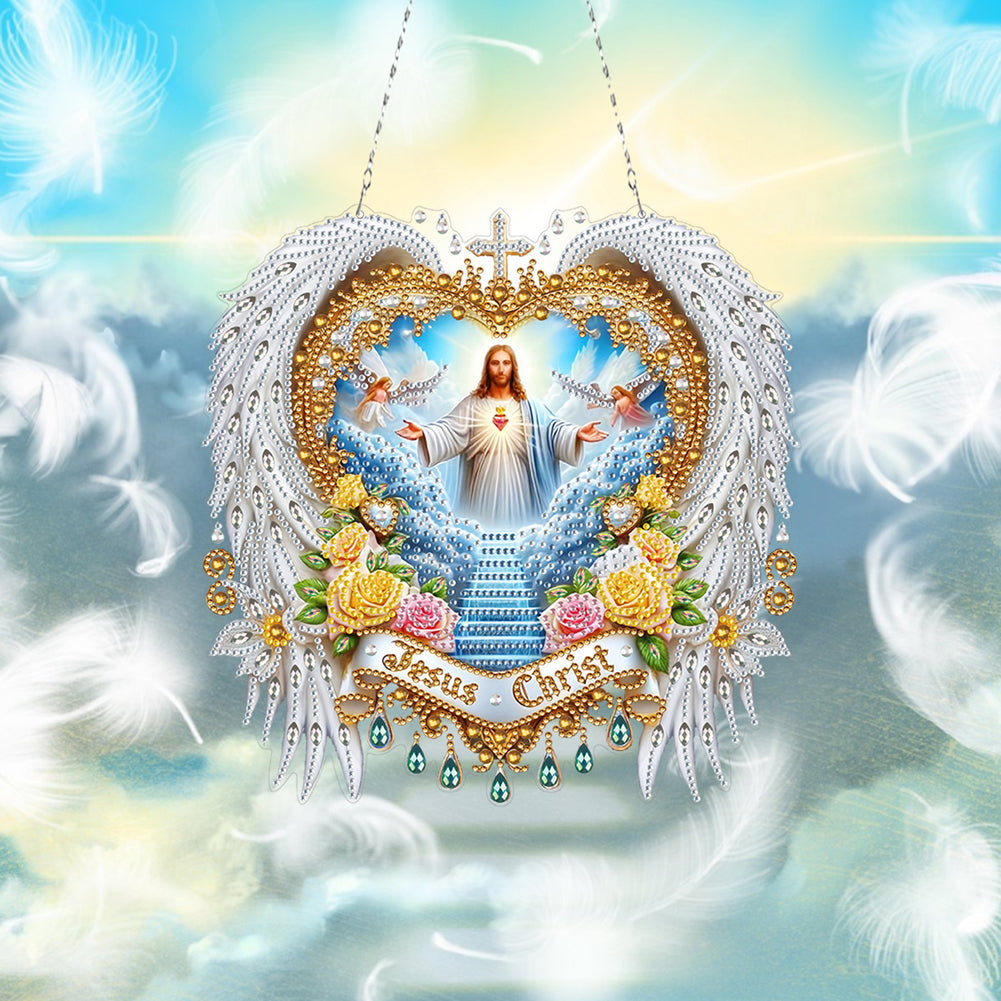 Jesus Praying DIY Diamond Painting Dots Pendant Rhinestone Diamond Art Pendants