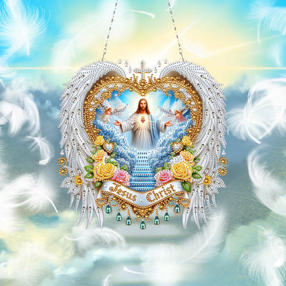 Jesus Praying DIY Diamond Painting Dots Pendant Rhinestone Diamond Art Pendants