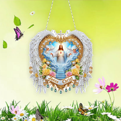 Jesus Praying DIY Diamond Painting Dots Pendant Rhinestone Diamond Art Pendants