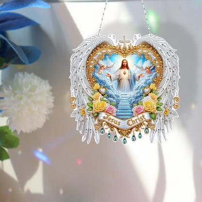 Jesus Praying DIY Diamond Painting Dots Pendant Rhinestone Diamond Art Pendants