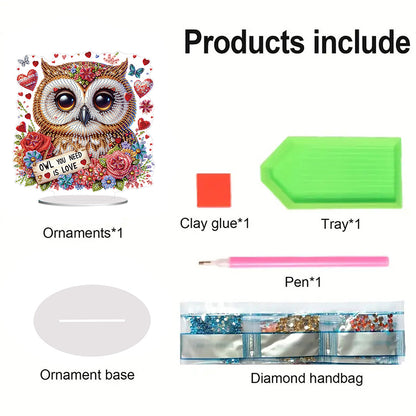 Acrylic Special Shape Owls Diamond Painting Desktop Decors for Home Office Decor