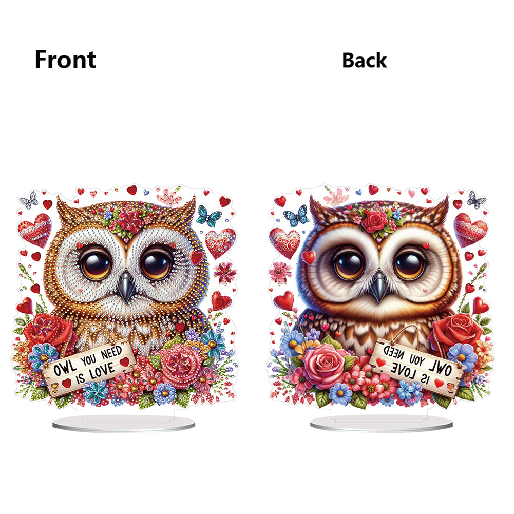Acrylic Special Shape Owls Diamond Painting Desktop Decors for Home Office Decor