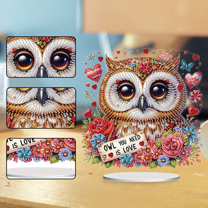 Acrylic Special Shape Owls Diamond Painting Desktop Decors for Home Office Decor