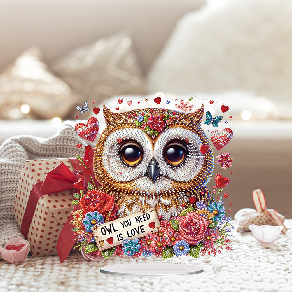 Acrylic Special Shape Owls Diamond Painting Desktop Decors for Home Office Decor