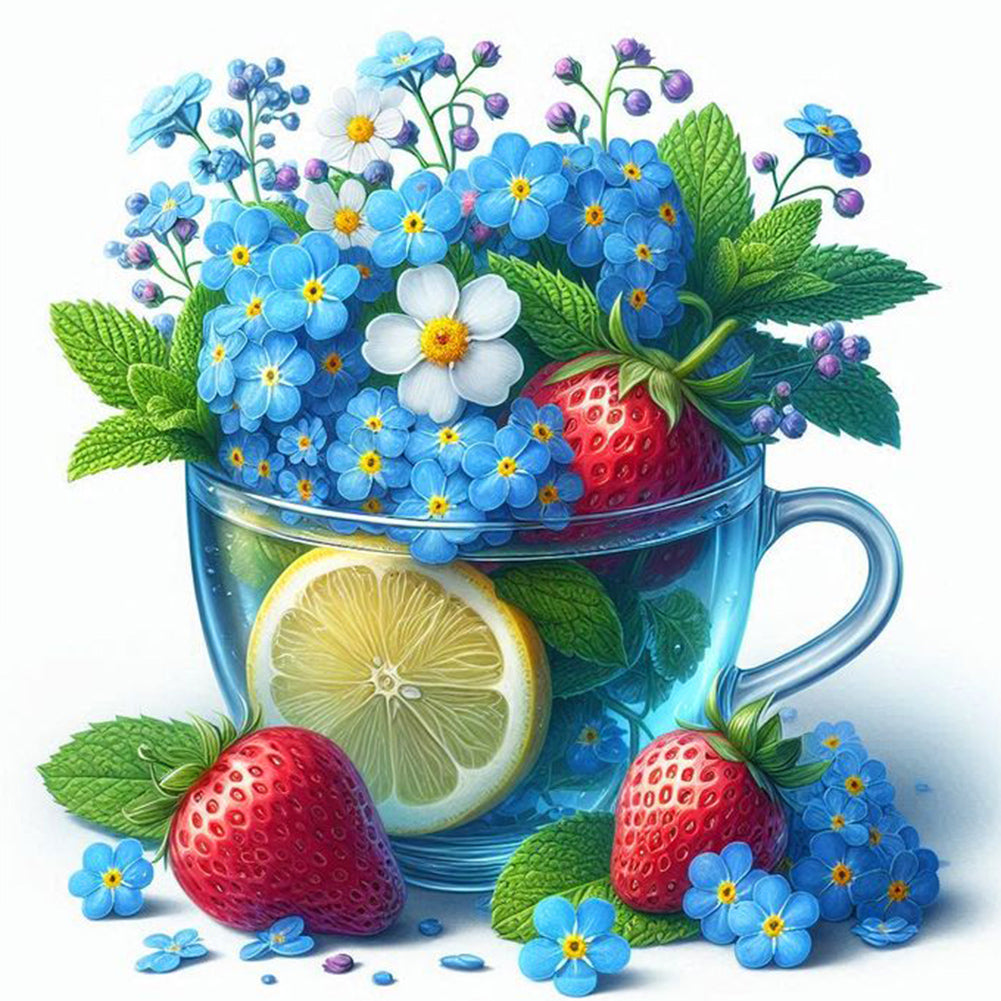 Diamond Painting - Full Round - Strawberry and flowers (30*30CM)