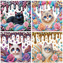 Load image into Gallery viewer, 4pcs Partial Special Diamond Painting Set - Flower cat (30*30CM)
