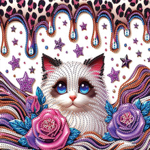 Load image into Gallery viewer, 4pcs Partial Special Diamond Painting Set - Flower cat (30*30CM)
