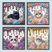 Load image into Gallery viewer, 4pcs Partial Special Diamond Painting Set - Flower cat (30*30CM)
