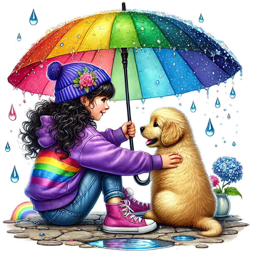 Diamond Painting - Full Round - Children and dogs (40*40CM)