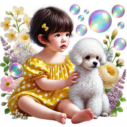Diamond Painting - Full Round - Children and dogs (40*40CM)