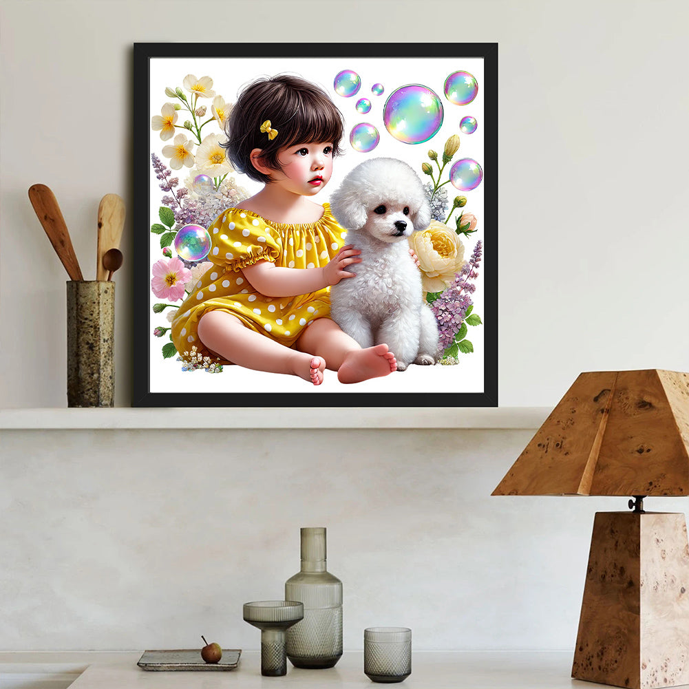 Diamond Painting - Full Round - Children and dogs (40*40CM)