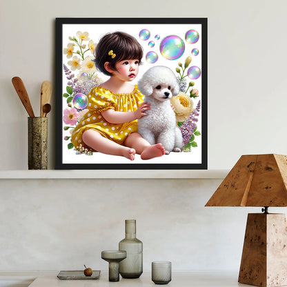 Diamond Painting - Full Round - Children and dogs (40*40CM)