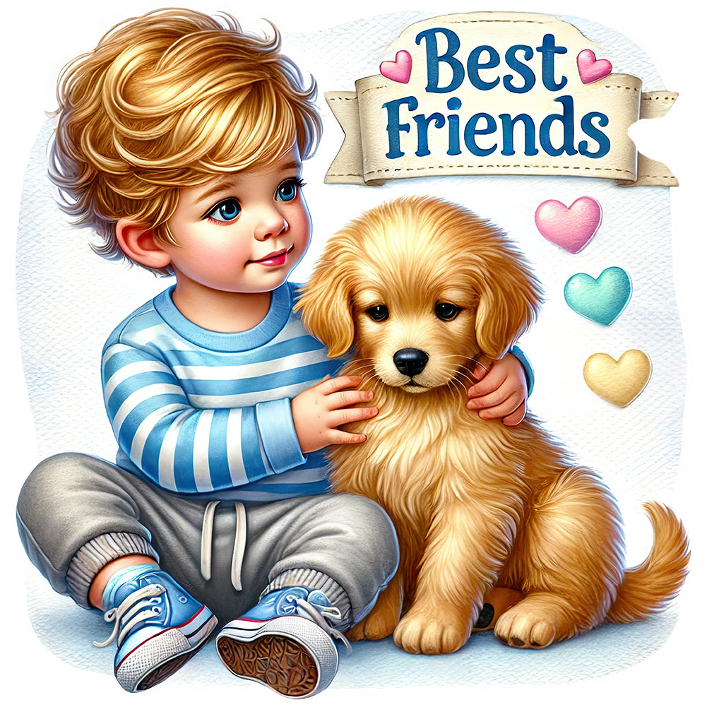 Diamond Painting - Full Round - Children and dogs (40*40CM)