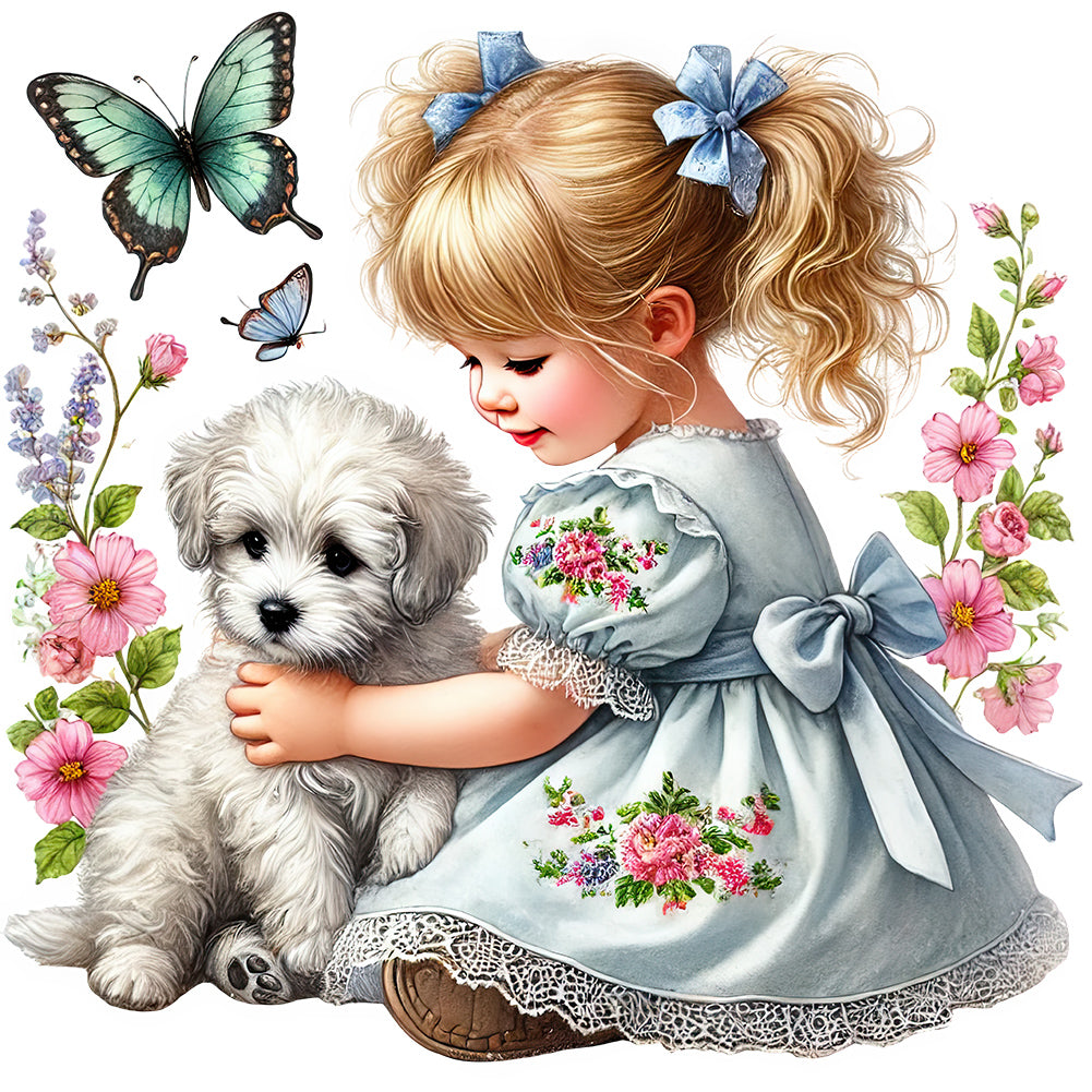 Diamond Painting - Full Round - Children and dogs (40*40CM)