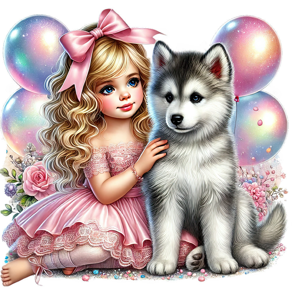 Diamond Painting - Full Round - Children and dogs (40*40CM)