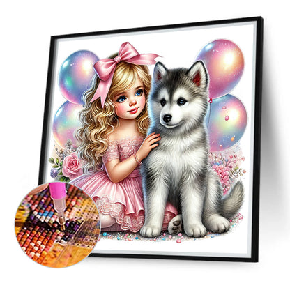Diamond Painting - Full Round - Children and dogs (40*40CM)