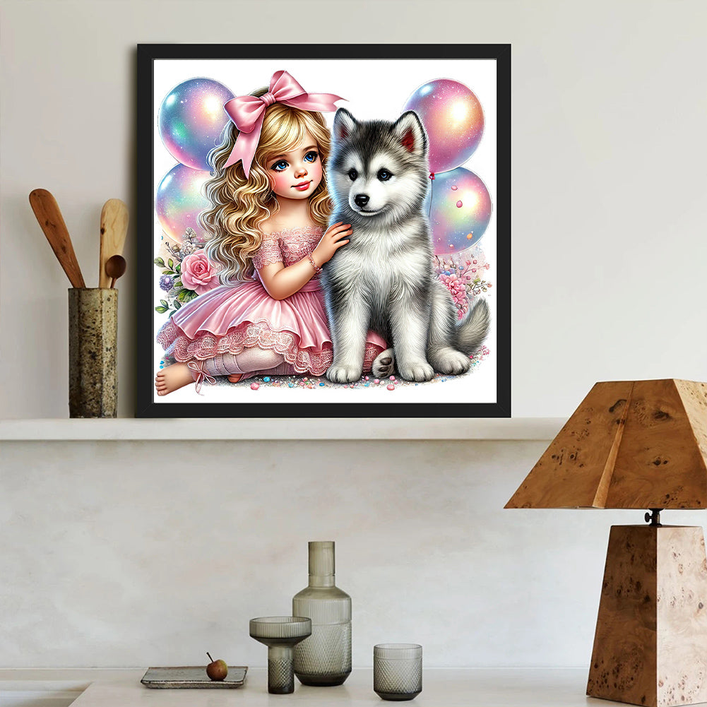 Diamond Painting - Full Round - Children and dogs (40*40CM)