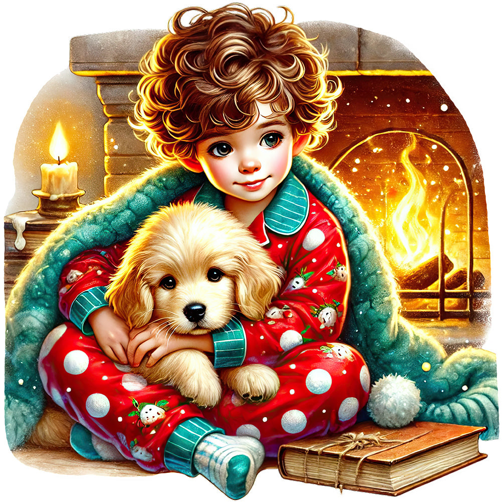 Diamond Painting - Full Round - Children and dogs (40*40CM)