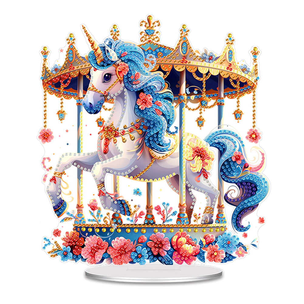 Acrylic Special Shape Carousel Rhinestones Desktop Ornaments Bedroom Table Decor