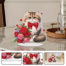 Load image into Gallery viewer, Acrylic Special Shaped Cat Rose DIY Desktop Diamond Painting Art Kits for Home

