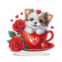 Load image into Gallery viewer, Acrylic Special Shaped Dog Rose DIY Desktop Diamond Painting Art Kits for Home
