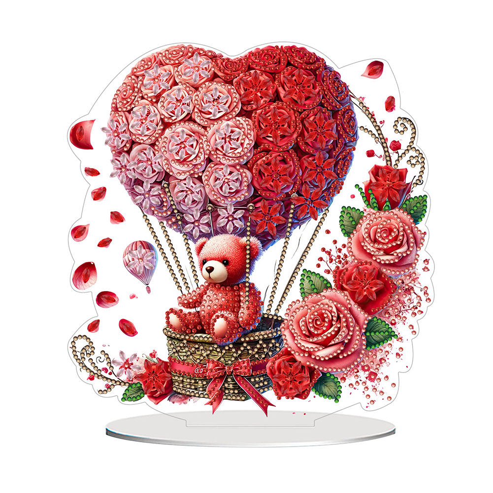 Acrylic Special Shaped Rose Hot Air Balloon DIY Desktop Diamond Painting Art Kit