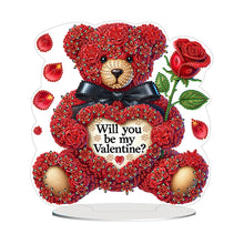 Load image into Gallery viewer, Acrylic Special Shaped Rose Bear DIY Desktop Diamond Painting Art Kits for Home
