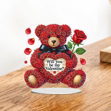 Load image into Gallery viewer, Acrylic Special Shaped Rose Bear DIY Desktop Diamond Painting Art Kits for Home
