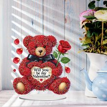 Load image into Gallery viewer, Acrylic Special Shaped Rose Bear DIY Desktop Diamond Painting Art Kits for Home
