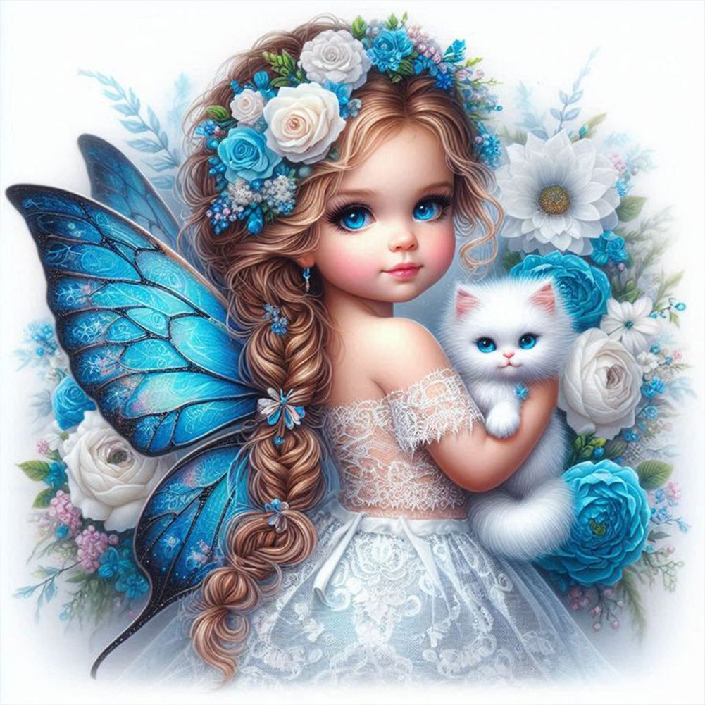 Diamond Painting - Full Round - Girl and cat (30*30CM)