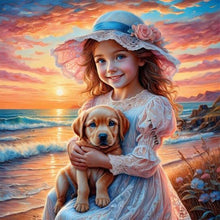 Load image into Gallery viewer, Diamond Painting - Full Round - Girl and dog (30*30CM)
