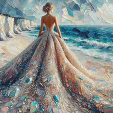 Load image into Gallery viewer, Diamond Painting - Full Round - Oil painting wedding dress seaside (30*30CM)
