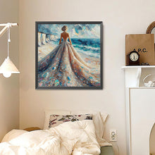 Load image into Gallery viewer, Diamond Painting - Full Round - Oil painting wedding dress seaside (30*30CM)

