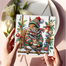 Load image into Gallery viewer, 6Pcs Christmas Squirrel DIY Diamond Painting Card Diamond Painting Greeting Card
