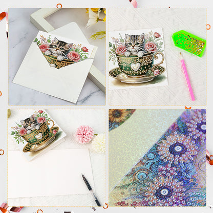 6Pcs Christmas Squirrel DIY Diamond Painting Card Diamond Painting Greeting Card
