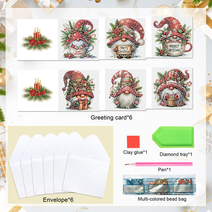 6Pcs Christmas Squirrel DIY Diamond Painting Card Diamond Painting Greeting Card