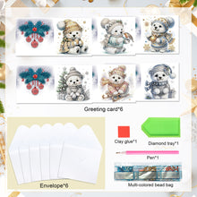 Load image into Gallery viewer, 6Pcs Christmas Squirrel DIY Diamond Painting Card Diamond Painting Greeting Card
