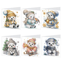 Load image into Gallery viewer, 6Pcs Christmas Squirrel DIY Diamond Painting Card Diamond Painting Greeting Card
