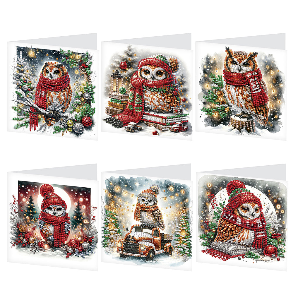 6Pcs Christmas Squirrel DIY Diamond Painting Card Diamond Painting Greeting Card