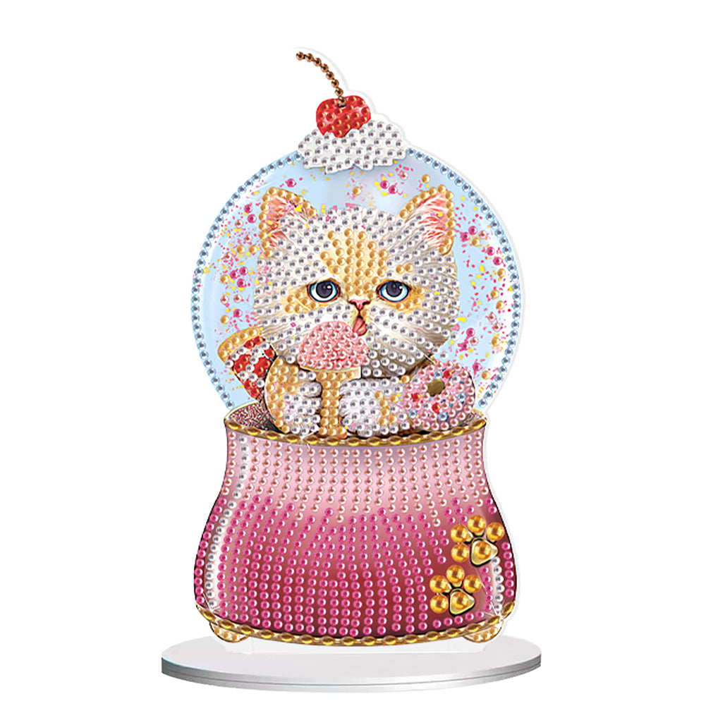 Crystal Ball Cat Table Top Diamond Painting Ornament Kits for Home Office Decor