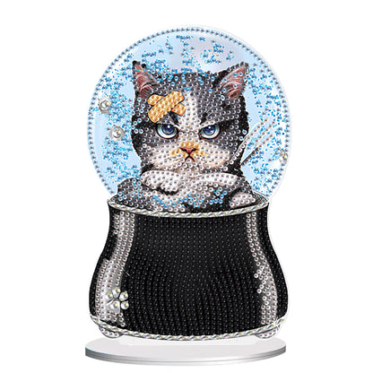 Crystal Ball Cat Table Top Diamond Painting Ornament Kits for Home Office Decor