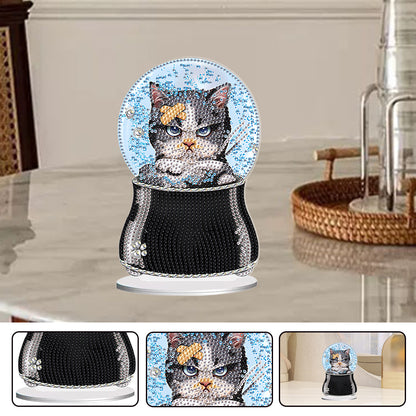 Crystal Ball Cat Table Top Diamond Painting Ornament Kits for Home Office Decor