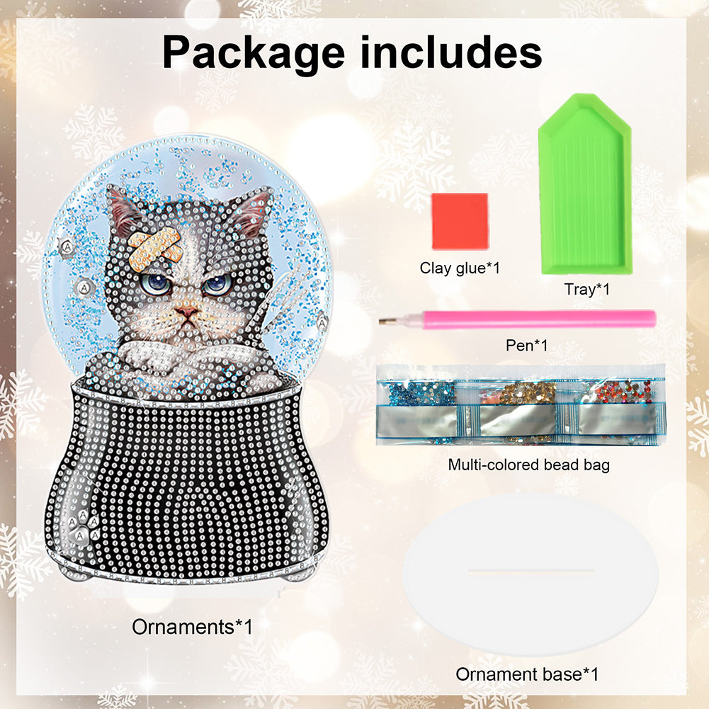 Crystal Ball Cat Table Top Diamond Painting Ornament Kits for Home Office Decor