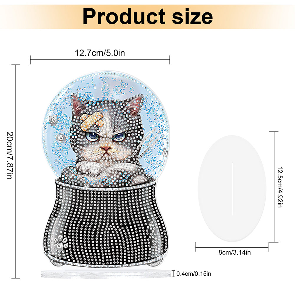 Crystal Ball Cat Table Top Diamond Painting Ornament Kits for Home Office Decor