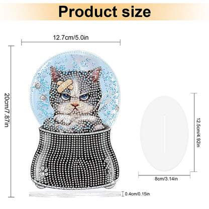 Crystal Ball Cat Table Top Diamond Painting Ornament Kits for Home Office Decor